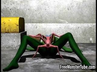 3d kartun mahluk asing madu mendapat fucked keras oleh yang spider