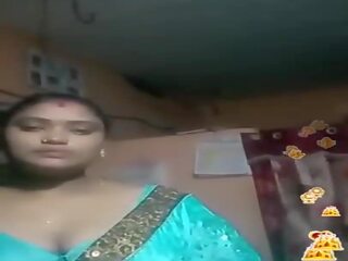 Tamil india wanita gemuk cantik biru silky blus hidup, porno 02